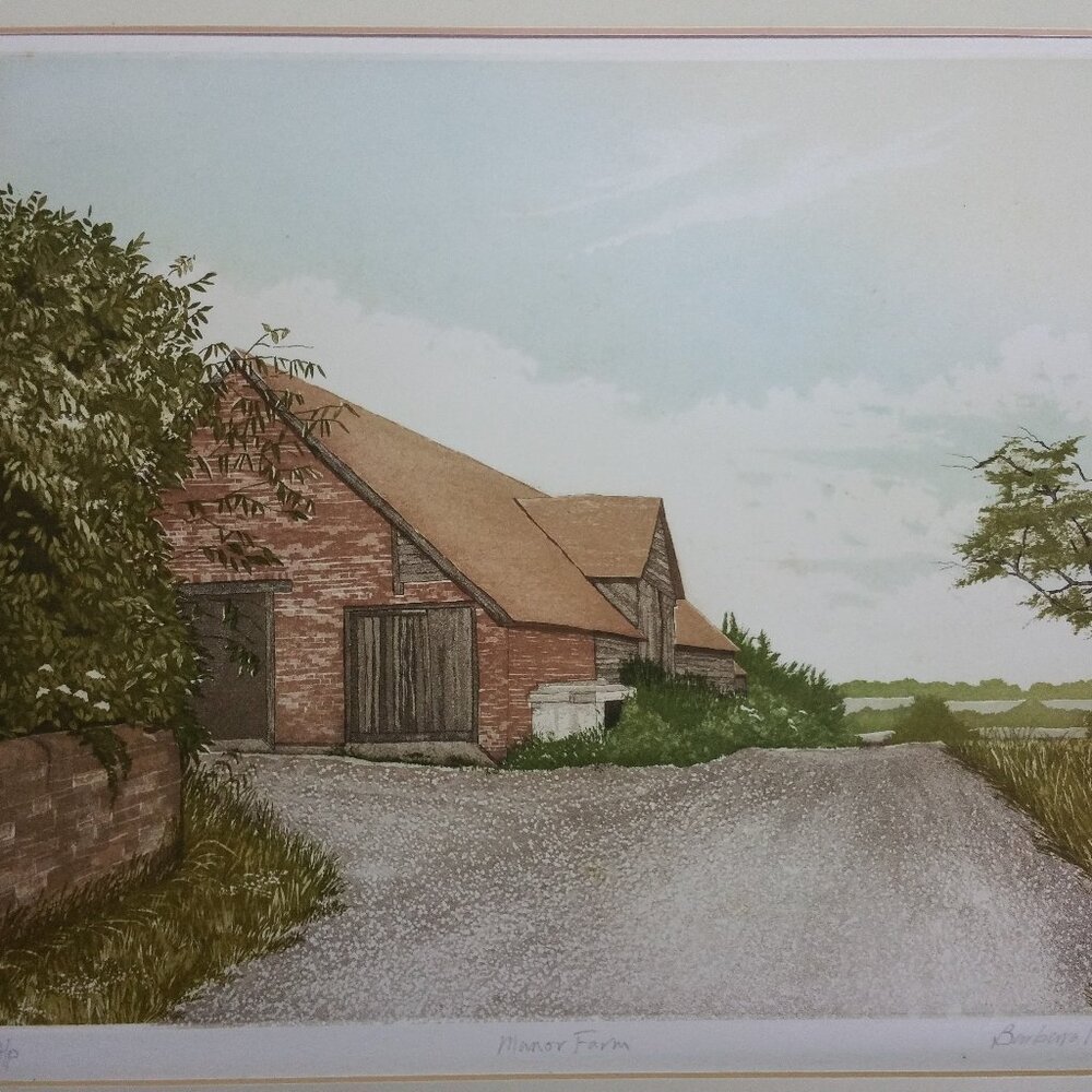 LIMITED EDITION "Manor Farm" Lithograph by Barbara Maury